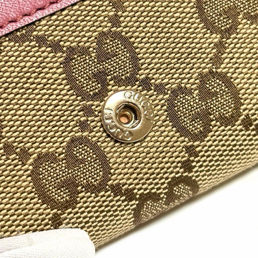 GUCCI キーケース GGキャンバス レザー ピンク 6連フック 箱付き