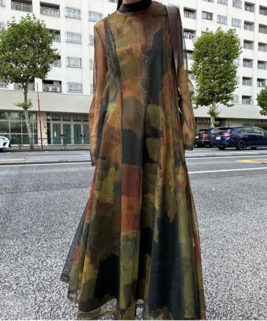 アメリヴィンテージ　UND GYPSUM ART DRESS カーキ