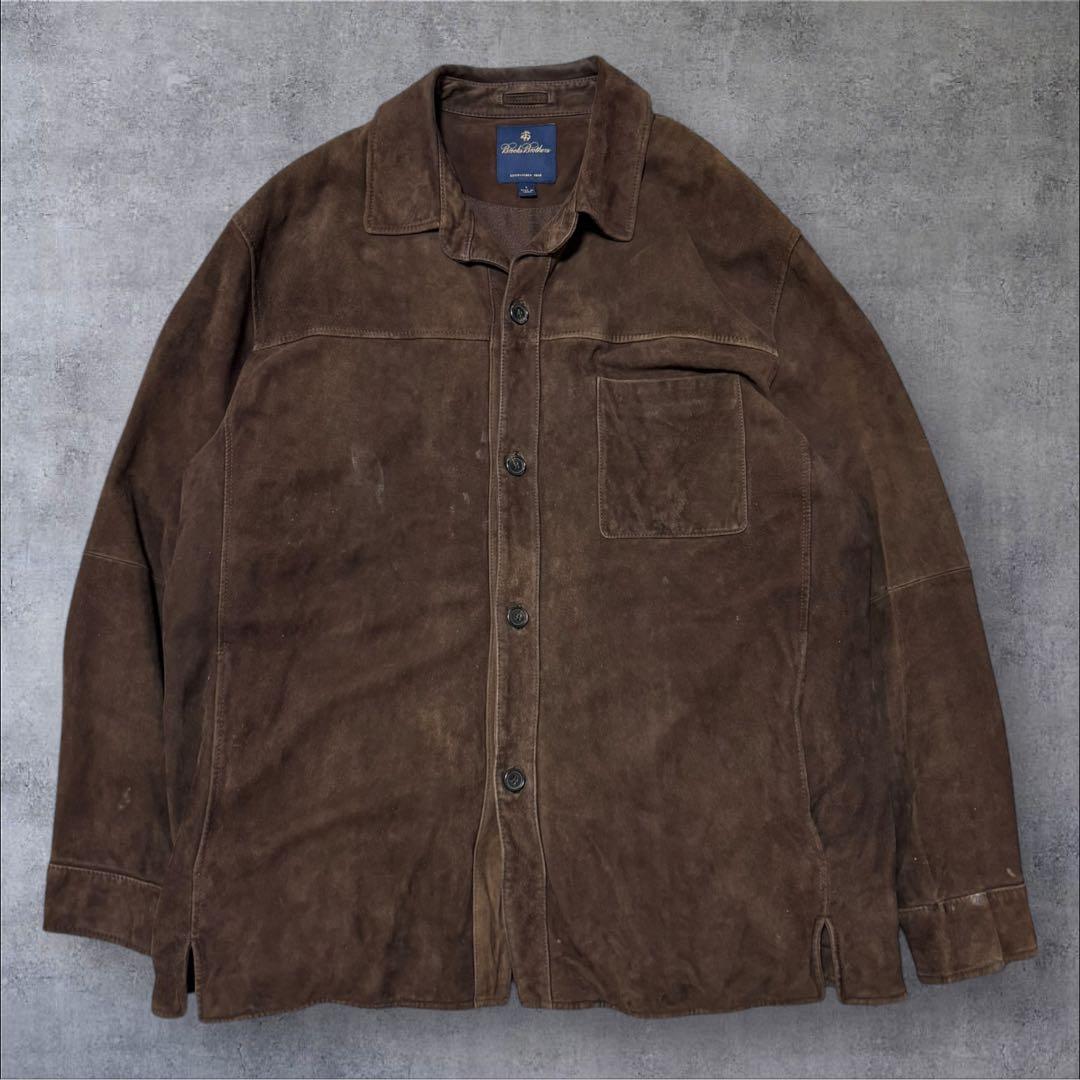 希少 Brooks Brothers 羊革 レザー スエードシャツ ジャケット