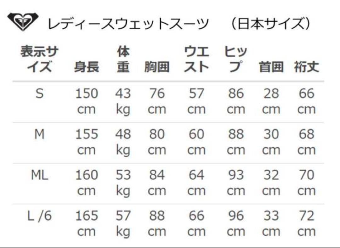 ROXY(ロキシー)3mm フルスーツ レディースMサイズ相当(オーダー品)