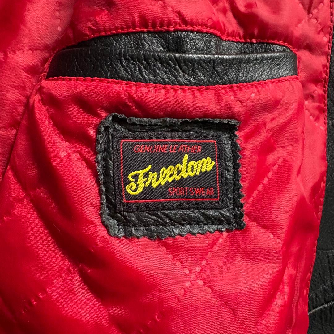 【美品】Freedom ダブルライダースジャケット Lサイズ 牛革　ブラック