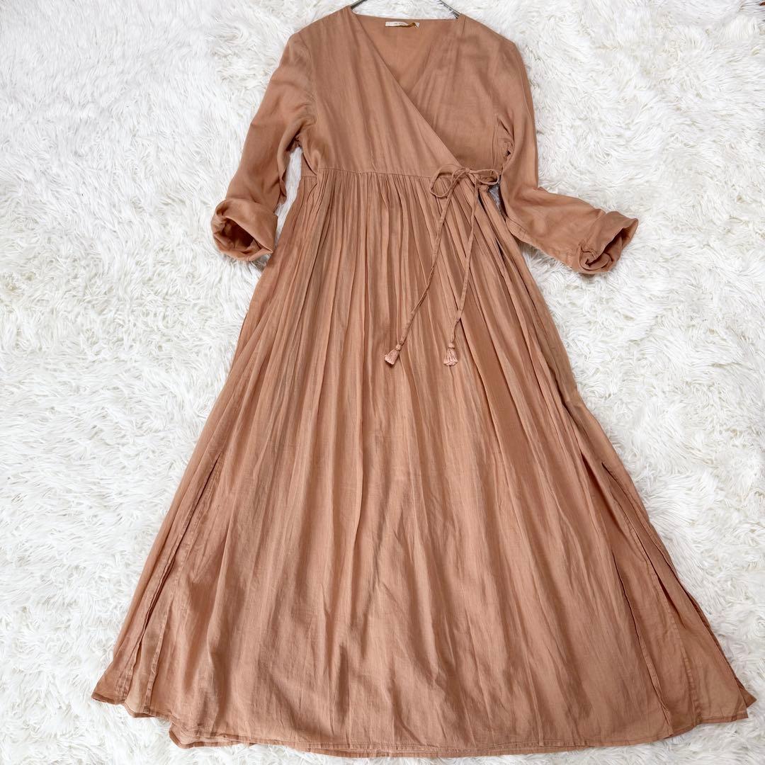 2way✨ヌキテパ カシュクールワンピース ガウン インドコットン 綿 オレンジ