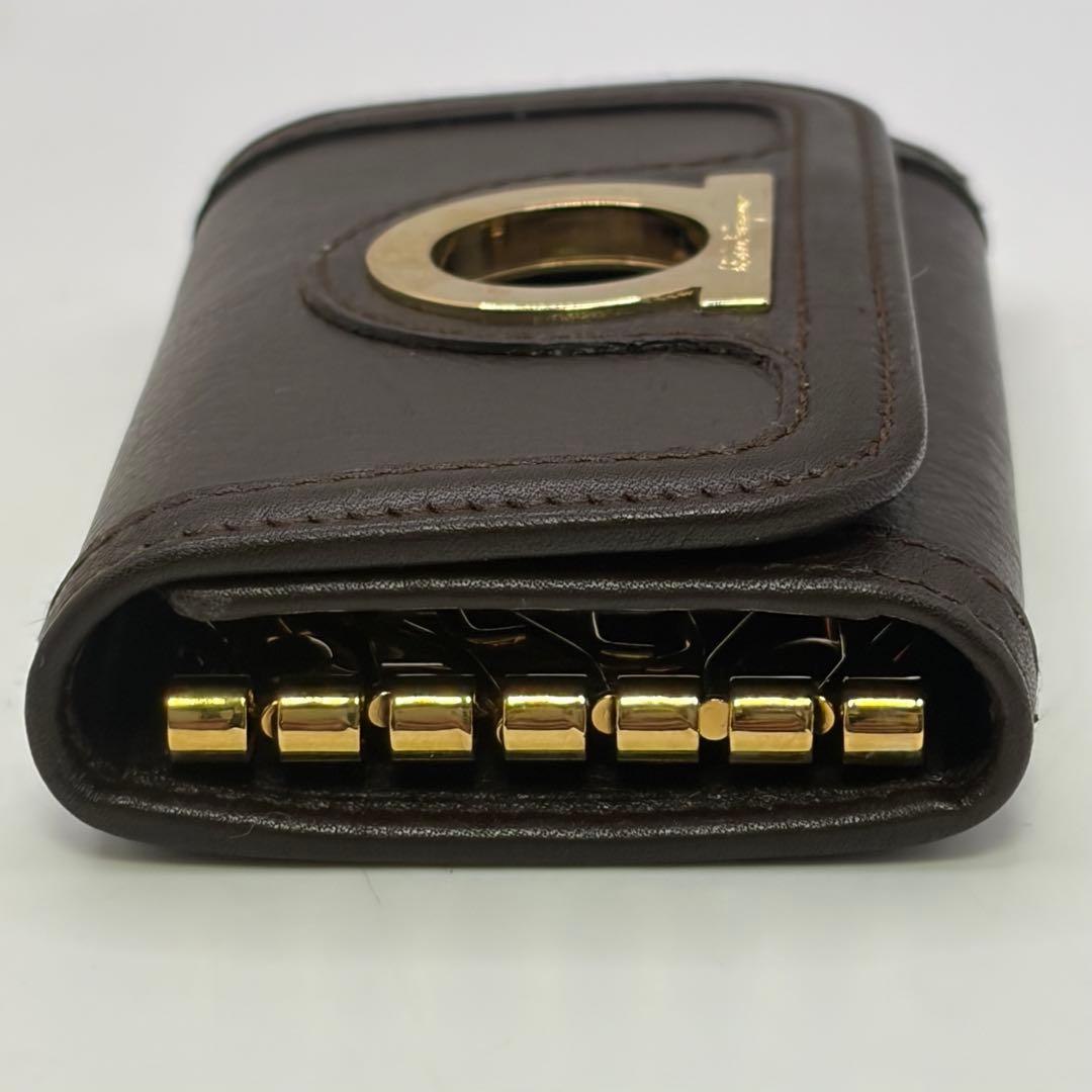 未使用！Salvatore Ferragamo☆ダークブラウン6連キーケース