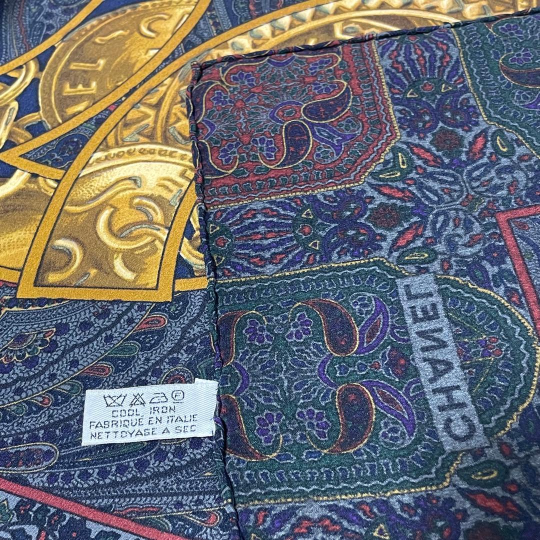 CHANEL シャネル ココマーク ペイズリー チェーン 総柄 シルクスカーフ