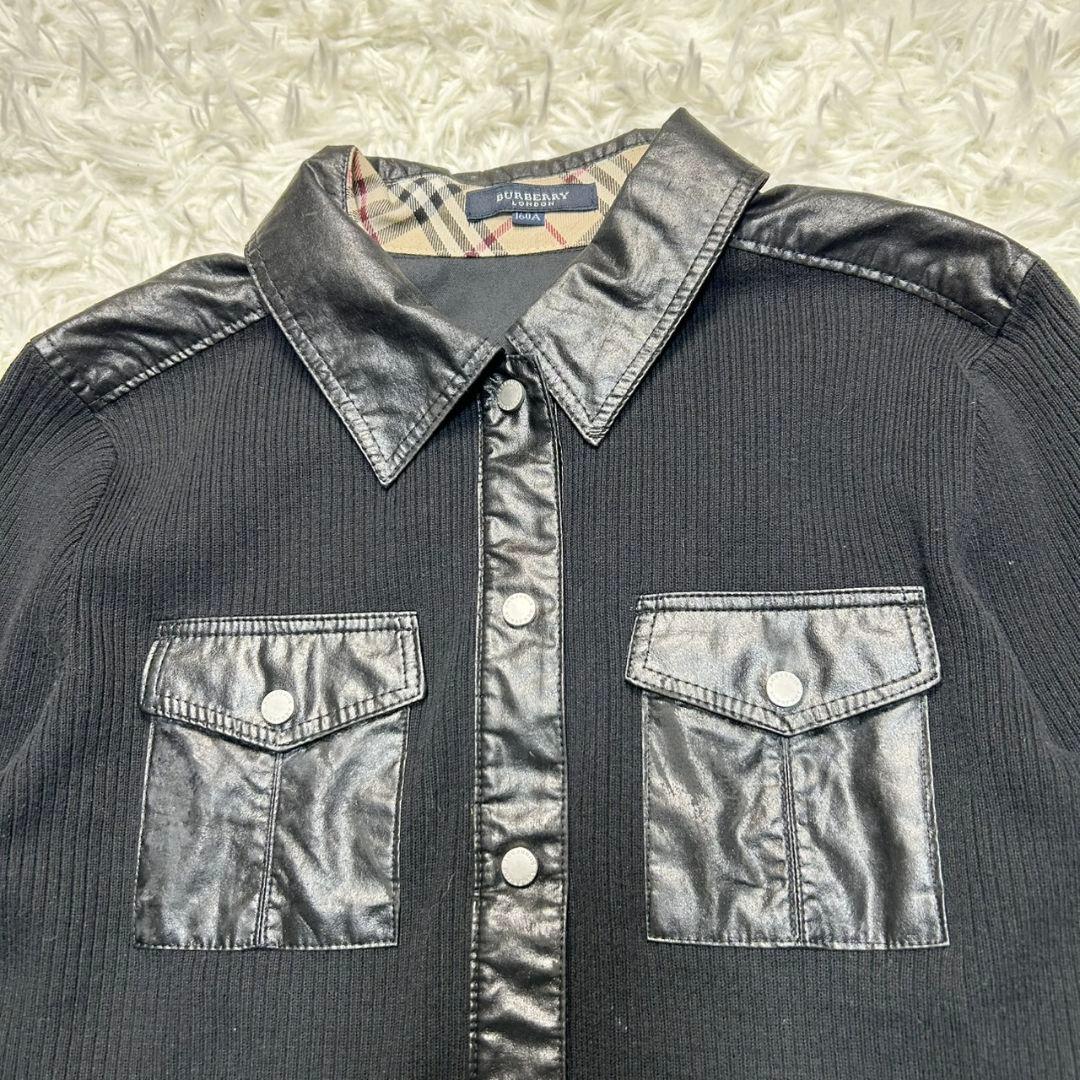 【美品】バーバリーロンドン ニットジャケット ノバチェック ブラック 160