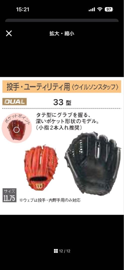 定価税込67100円！ウィルソン　硬式　投手用　新品未使用　袋付き　33型