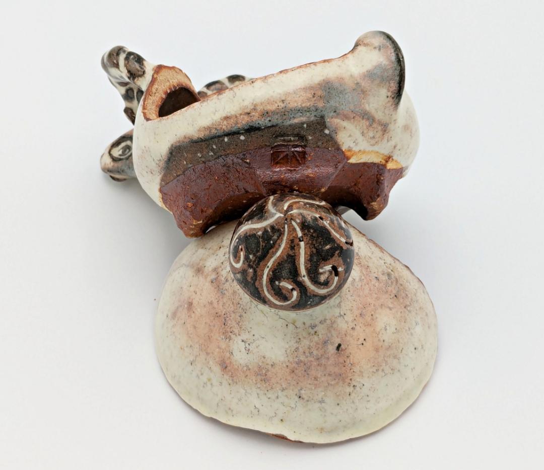 た*こ様 ★未使用美品 羊型香合【陶芸家 二木好文 作品】35年程前の個展で購入