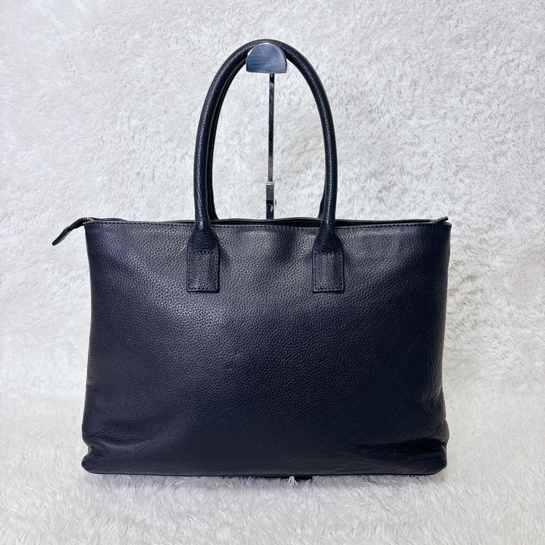 美品　ハッシュタグ　トートバッグ　シボ革　A4 自立　ダークネイビー　肩かけ