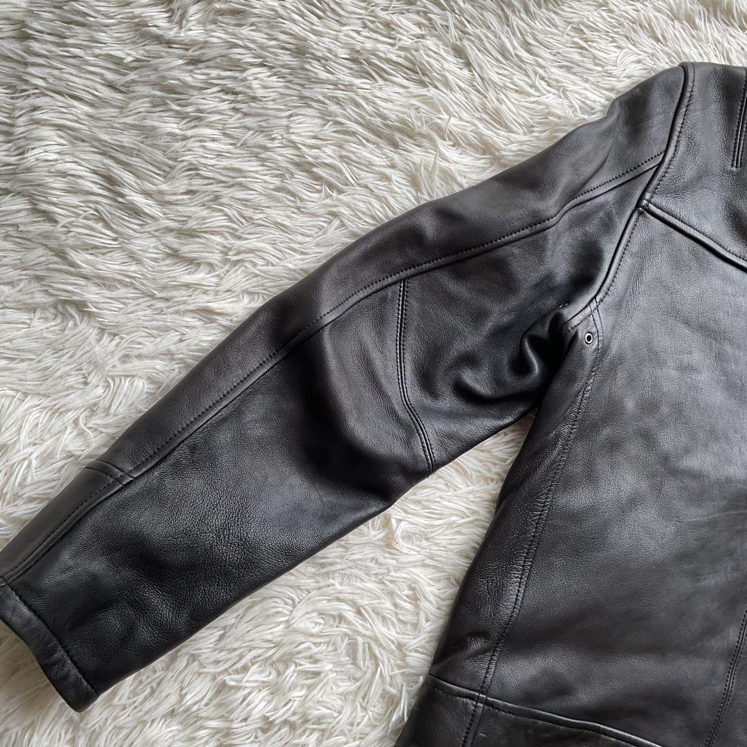 美品✨AVIREX レザージャケット　シングルライダース　羊革　M ブラック