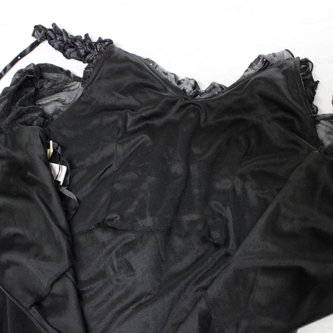 【美品 社交ダンス衣装】ワンピース ドレス leirena 黒 グレー かわいい