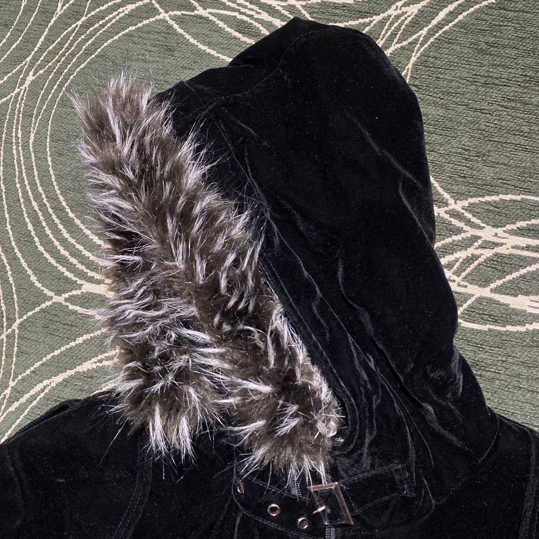 ジャケット・アウター Y2K Black velour fur long coat fireman