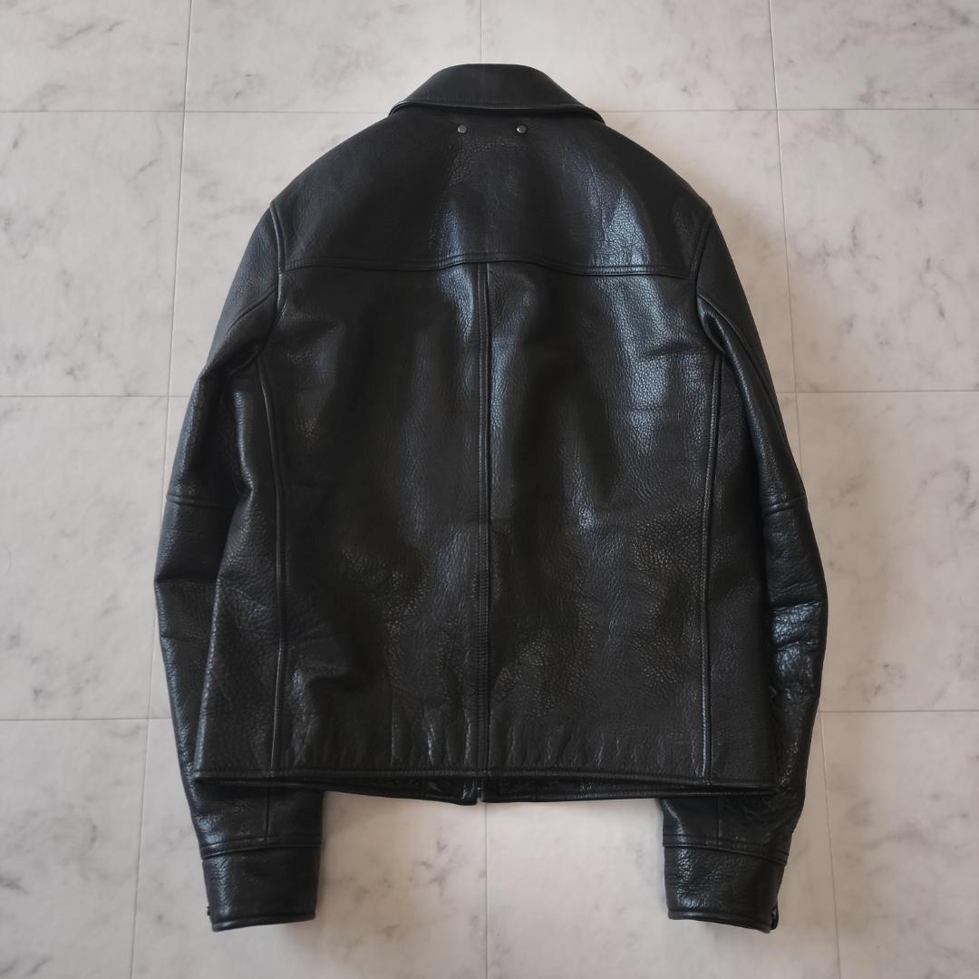 COACH 襟付きシングルライダースジャケット M ブラック レザージャケット