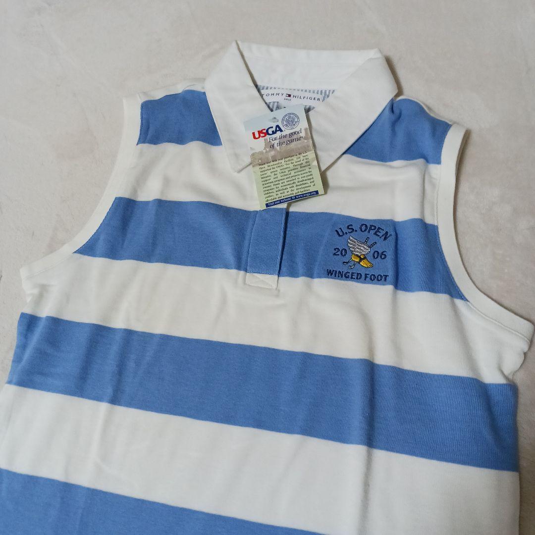   ノースリーブポロシャツ　S　ボーダー　ゴルフ新品