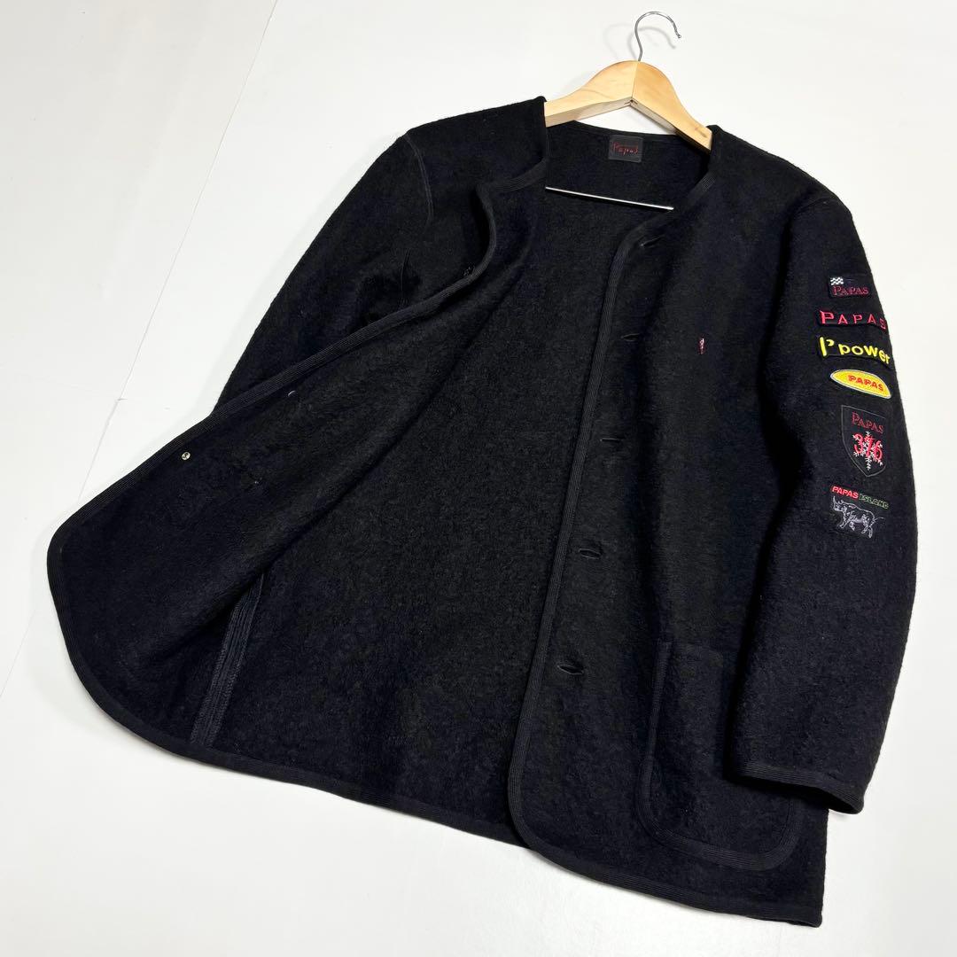 日本製　PAPAS　パパス　ウール100　黒・ブラック　ジャケット　48M