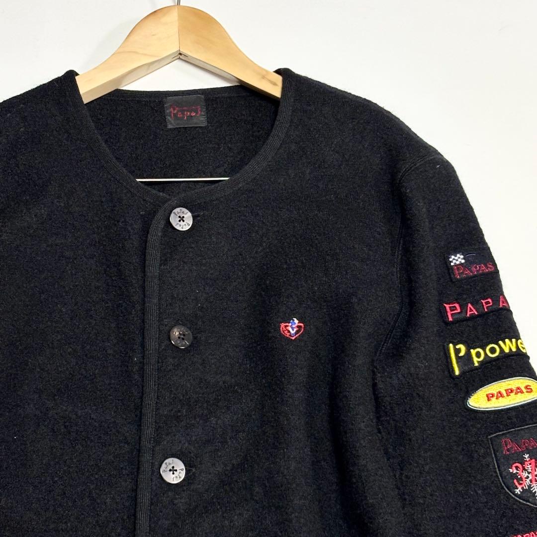 日本製　PAPAS　パパス　ウール100　黒・ブラック　ジャケット　48M