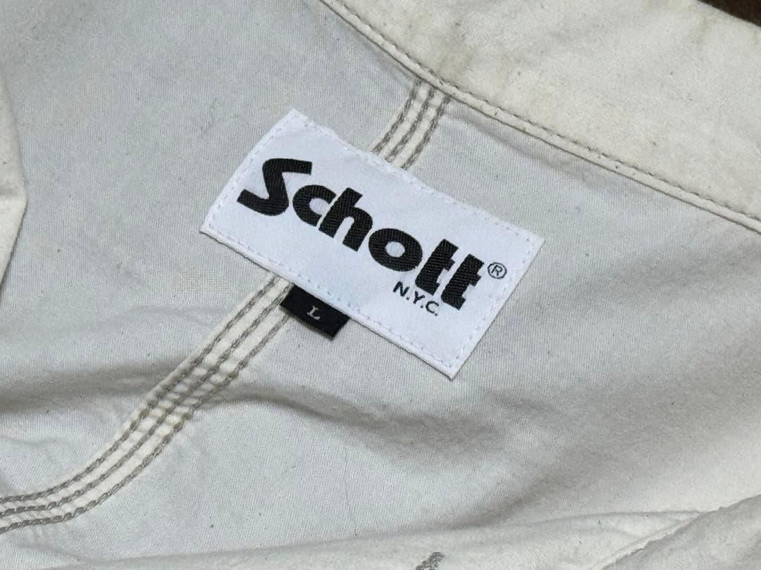 Schott ショット コットン ワークジャケット カバーオール L 白