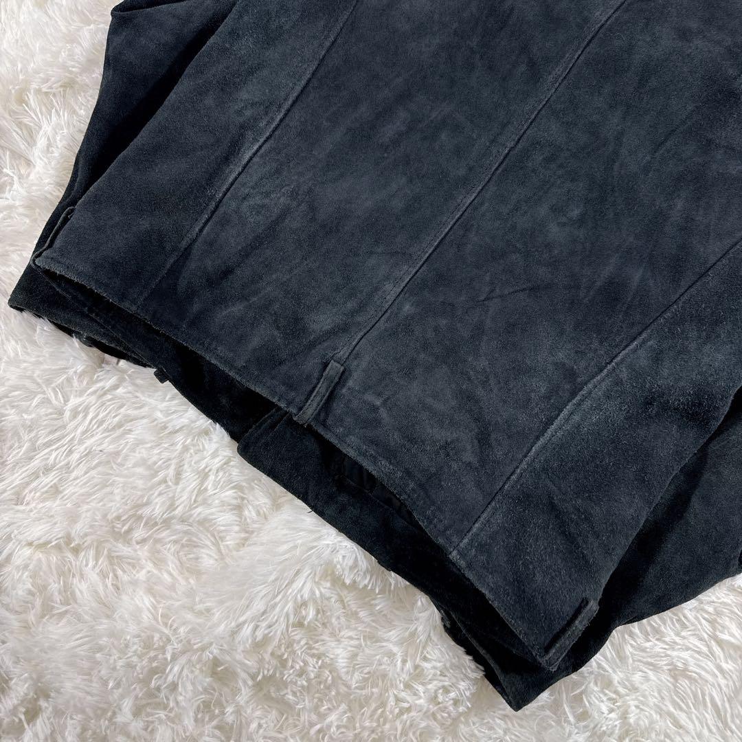 【海外古着】SELECTED HOMME スエード ダブルライダース 牛革 黒L