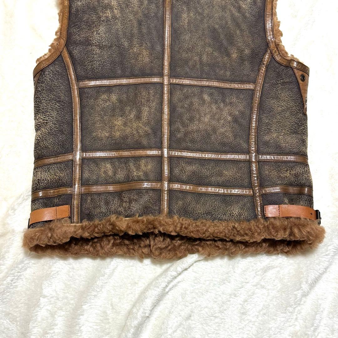 希少 美品 RALPH LAUREN XL ラム レザー ベスト ラルフローレン