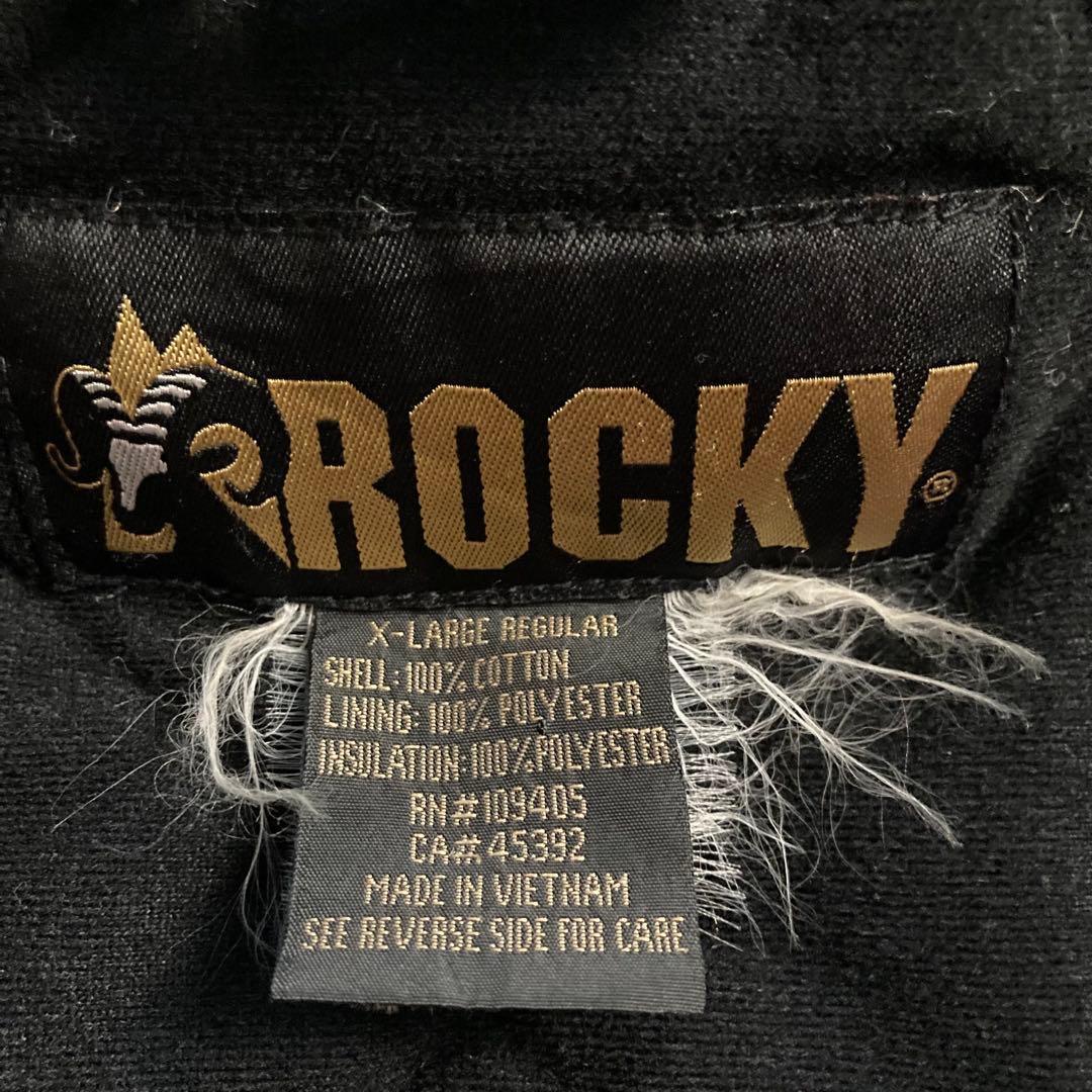 ROCKY ダックジャケット ワークジャケット 中綿 黒 XL 襟コーデュロイ