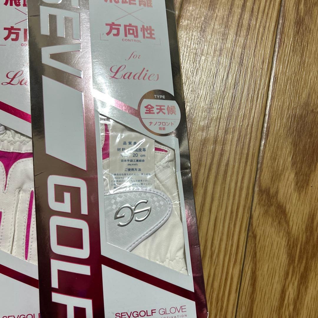 SEV GOLF レディース グローブ サイズ20 ホワイト/ピンク