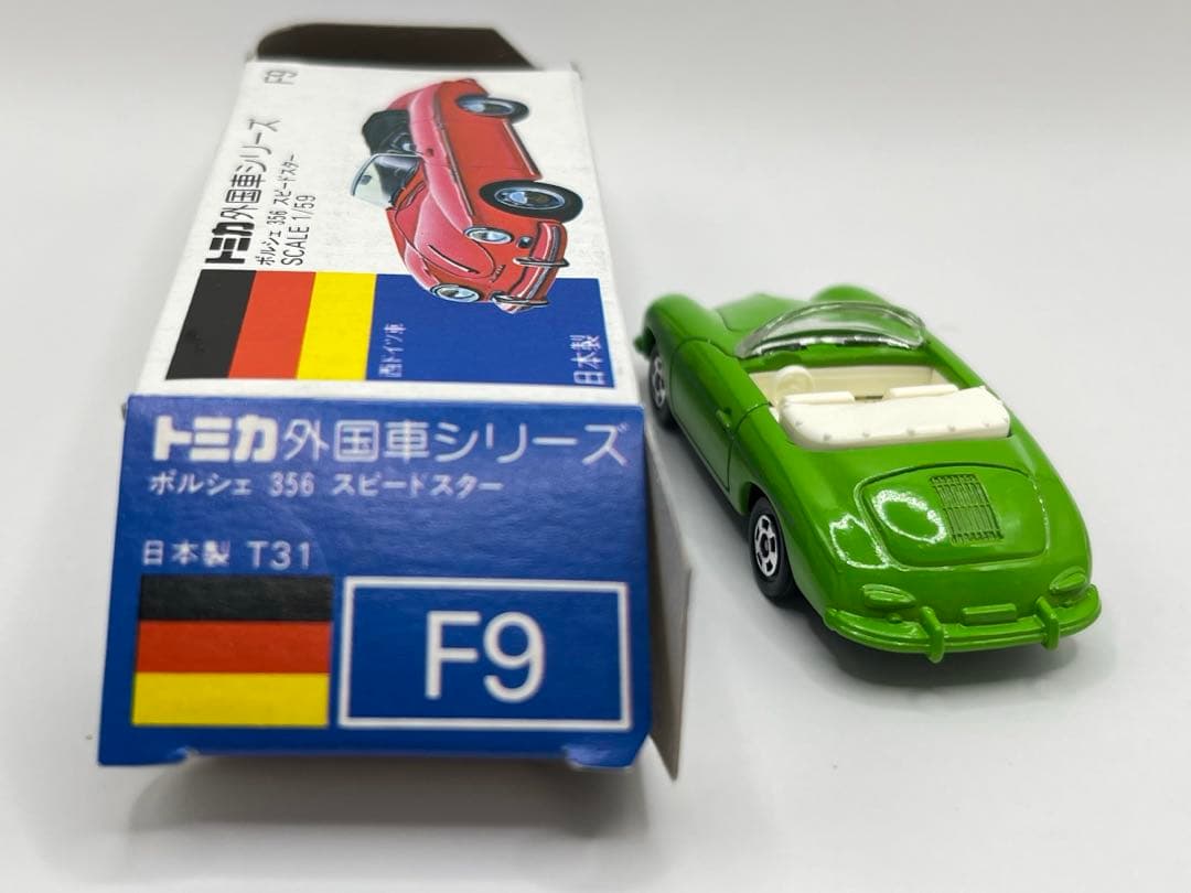 トミカ 日本製 青箱 F9 ポルシェ 356 スピードスター イケダ特注 黄緑