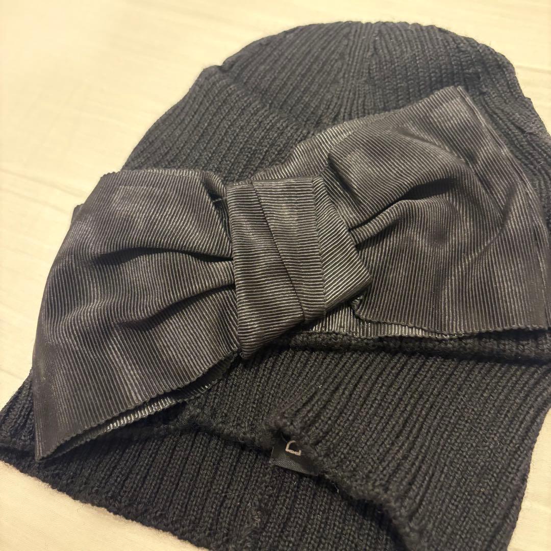 DOLCE & GABBANA リボンニット帽 黒 ビーニー y2k