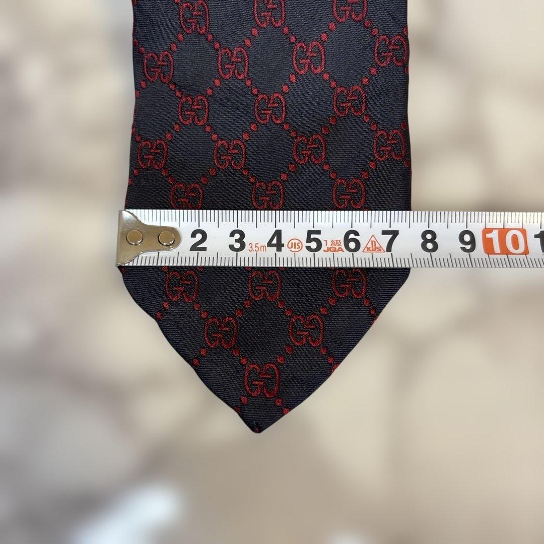 GUCCI ネクタイ　GG柄　ブラック　レッド　黒　赤　刺繍　ドット