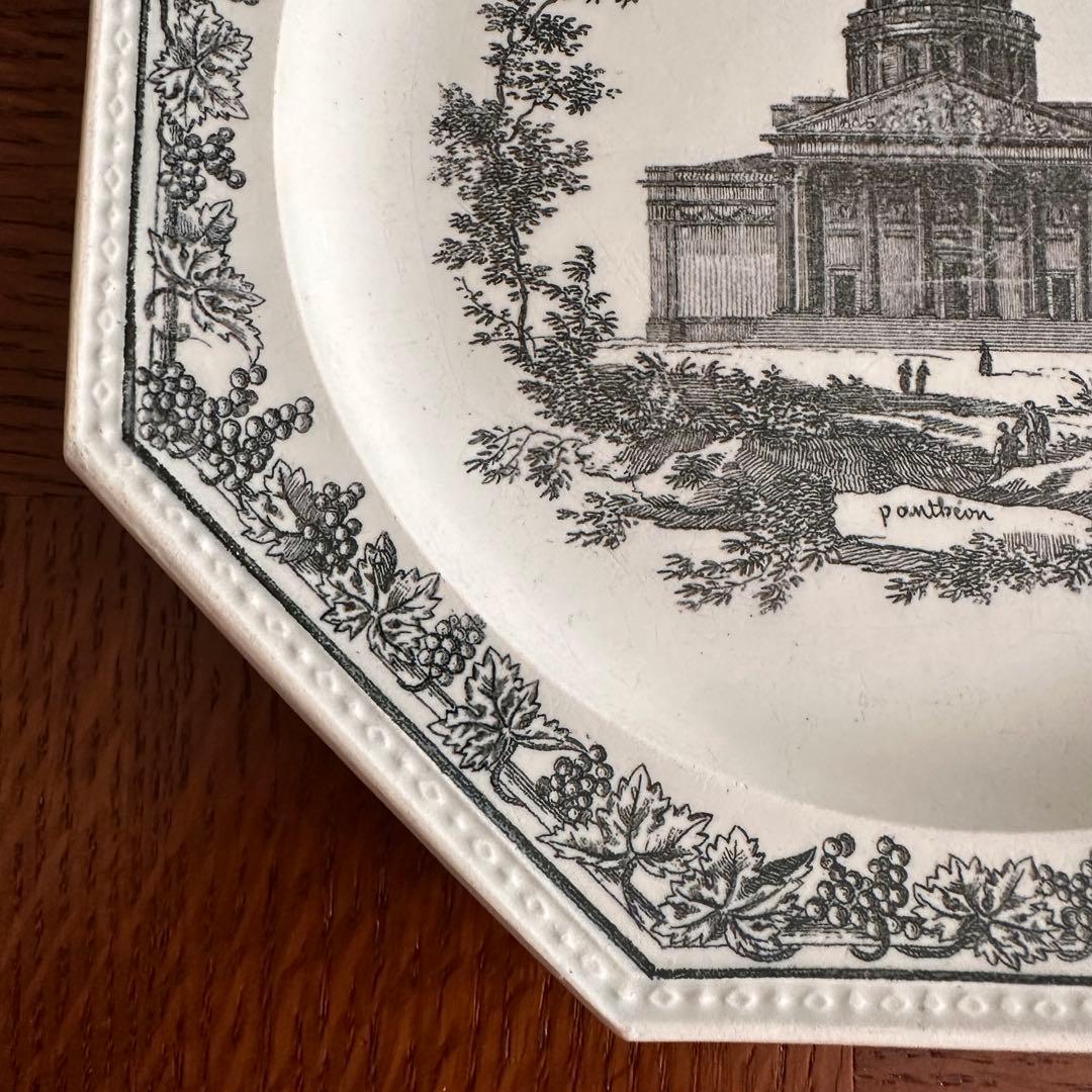 クレイユ 1800年代初期 グリザイユ オクトゴナル プレート