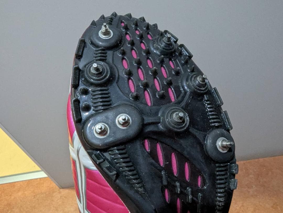 【1回のみ使用】ASICS 陸上競技用スパイク ピンク/ホワイト 27.5cm