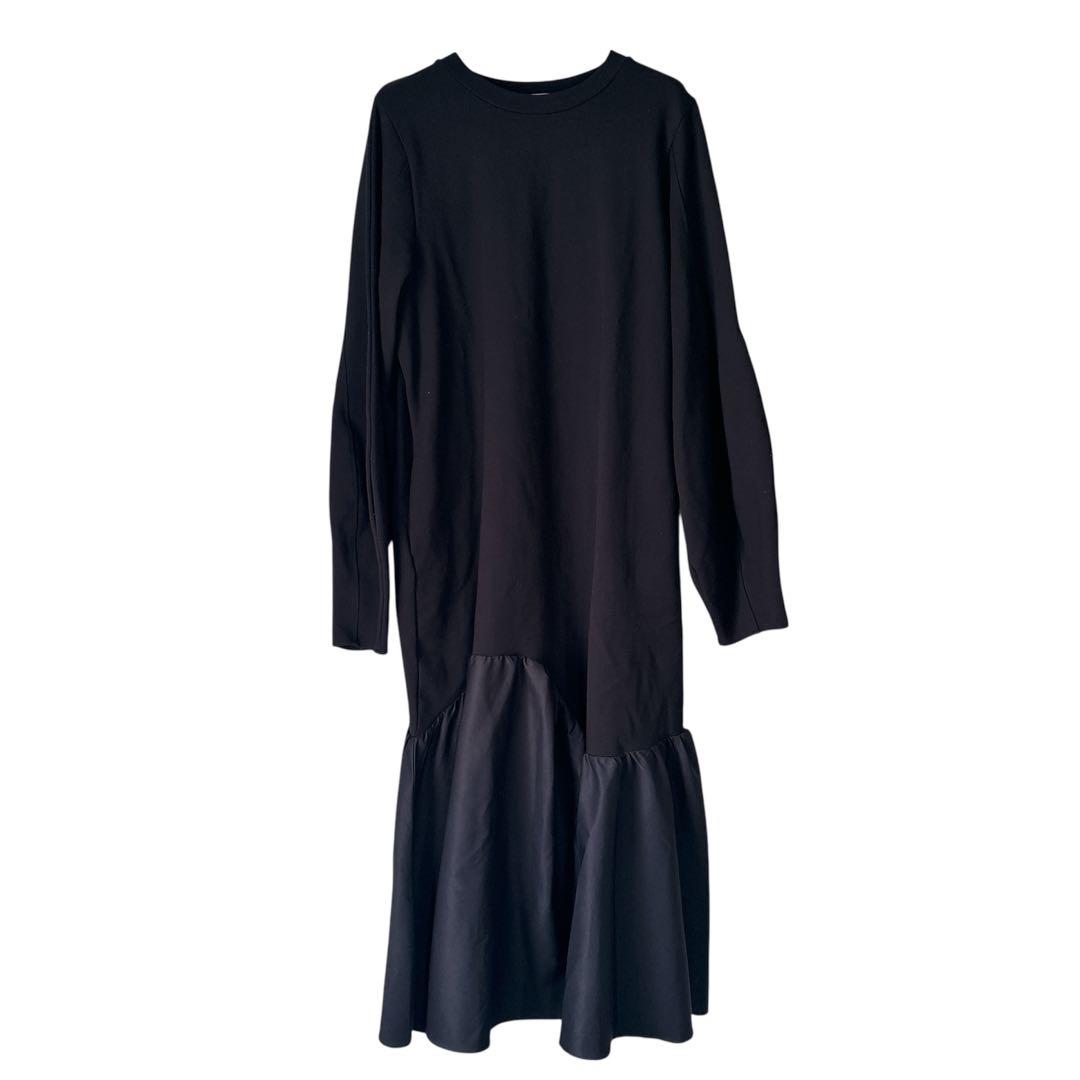 【極美品】HeRIN.CYE Ponte op 異素材ドッキングワンピース 黒