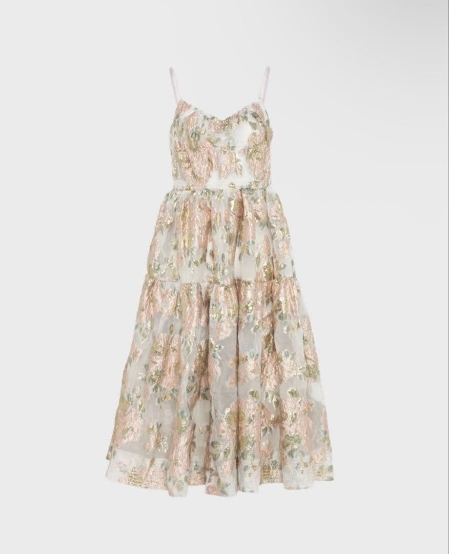 ワンピース POPPY Pink gold jacquard cami dress