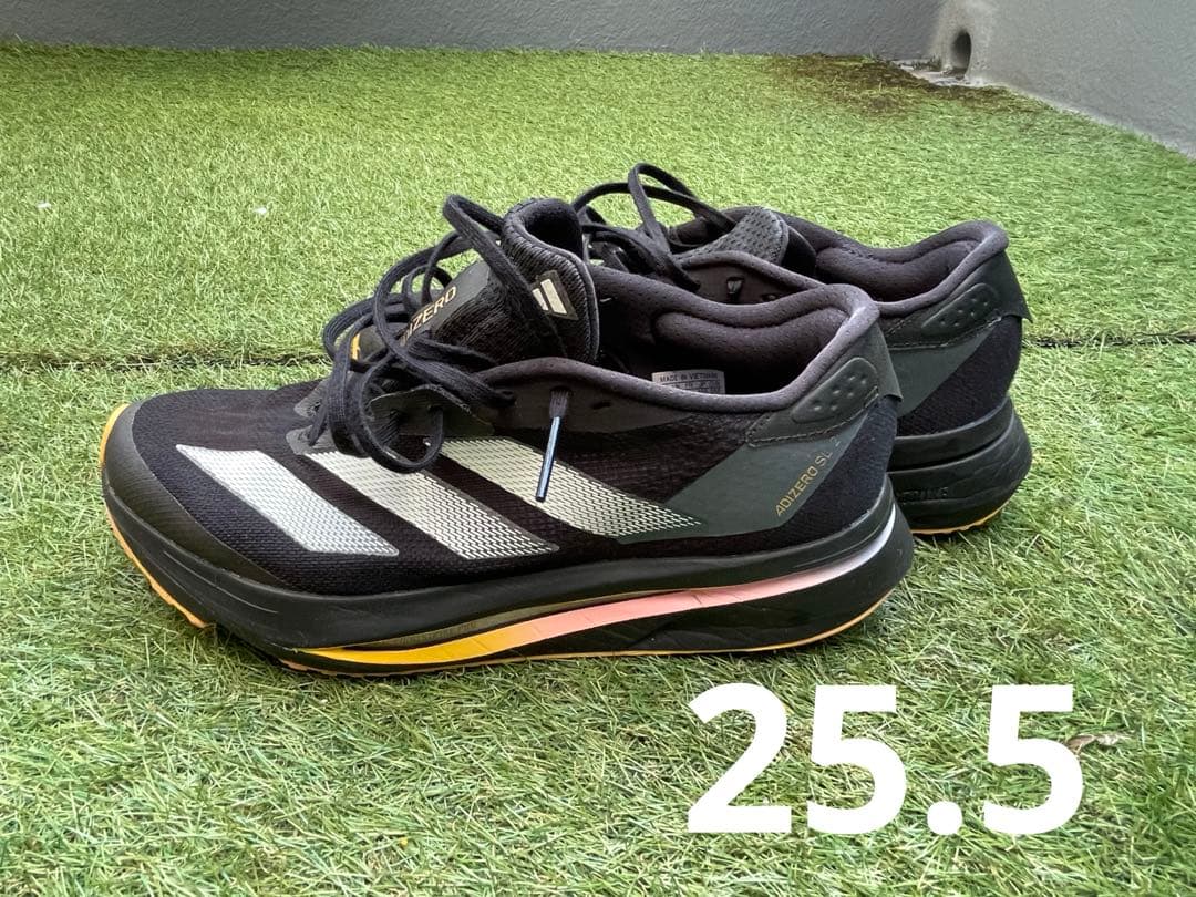 adidas/アディゼロSL2/ブラック&イエロー&ピンク/25.5