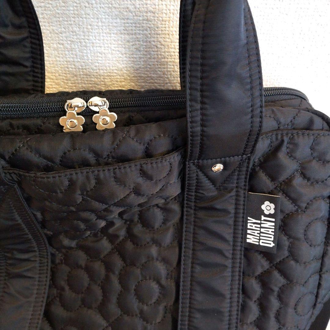 マリークワント MARYQUANT デイジーキルト ボストンバッグ 黒