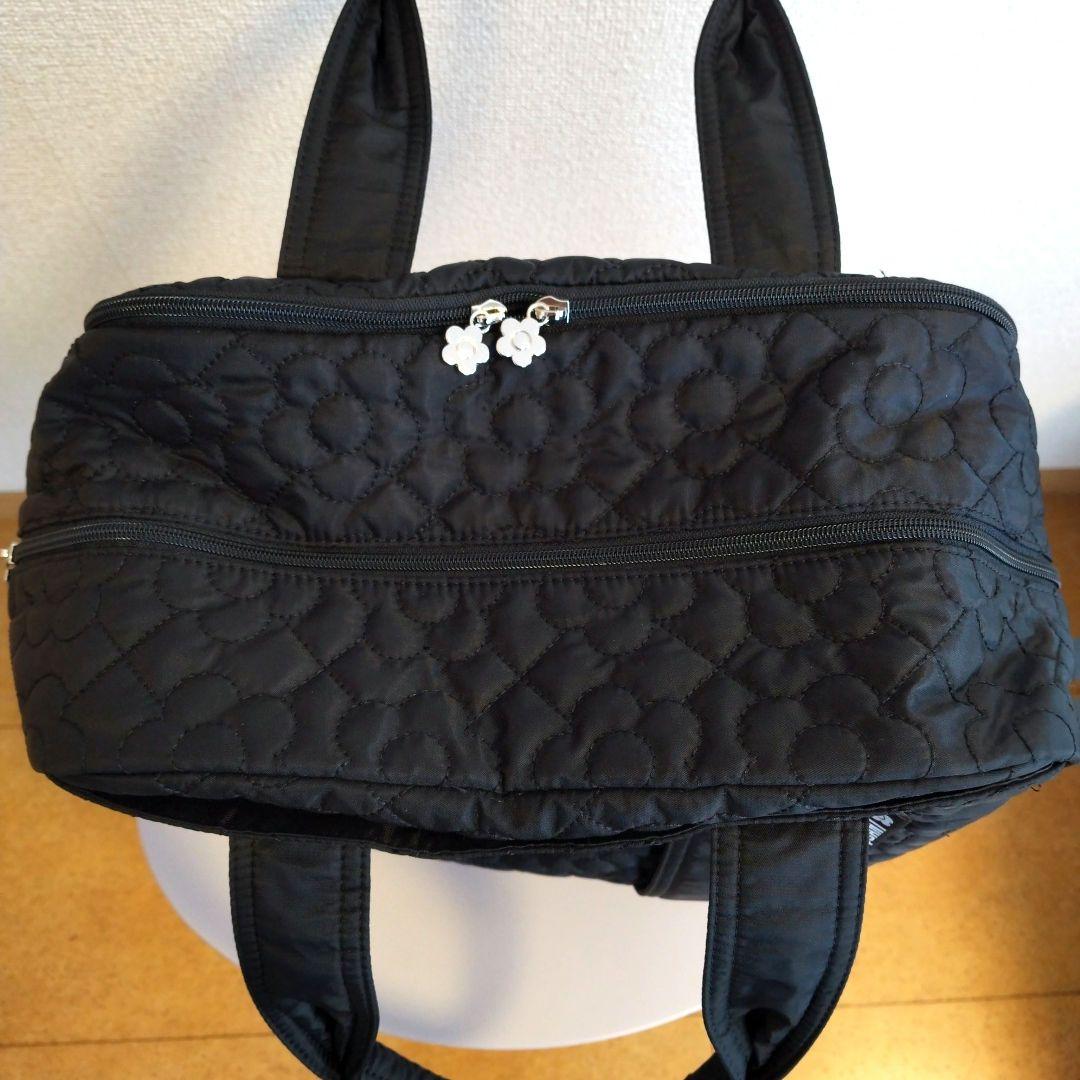 マリークワント MARYQUANT デイジーキルト ボストンバッグ 黒