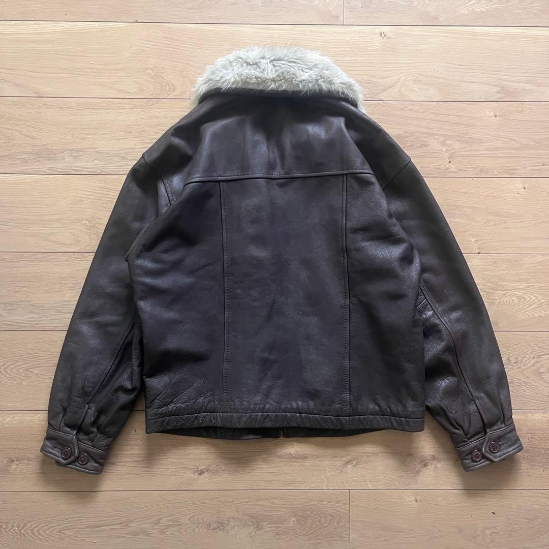 LAND'S END 90s レザージャケット ブルゾン リアルファー