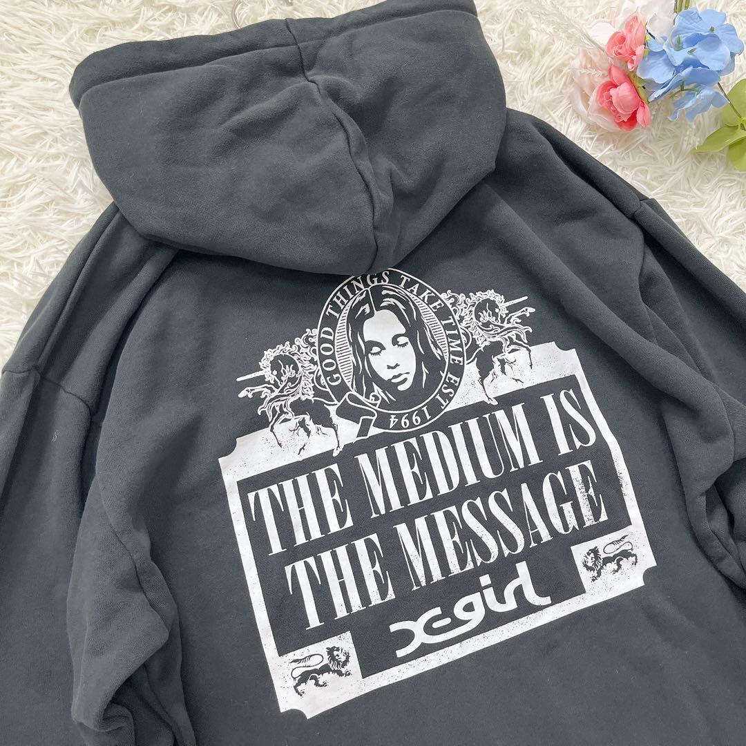 美品♡X-girl ZIP UP SWEAT HOODIE チャコール Mサイズ