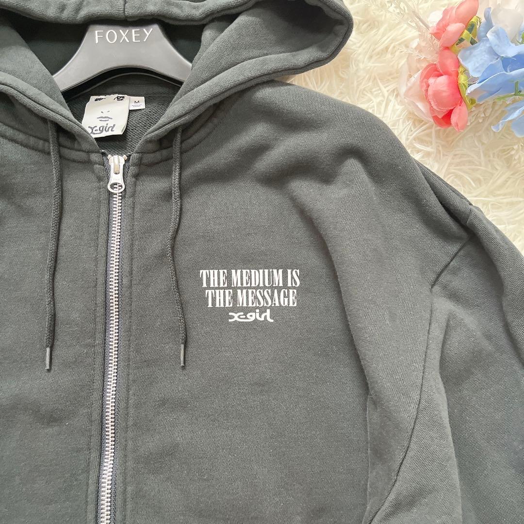 美品♡X-girl ZIP UP SWEAT HOODIE チャコール Mサイズ
