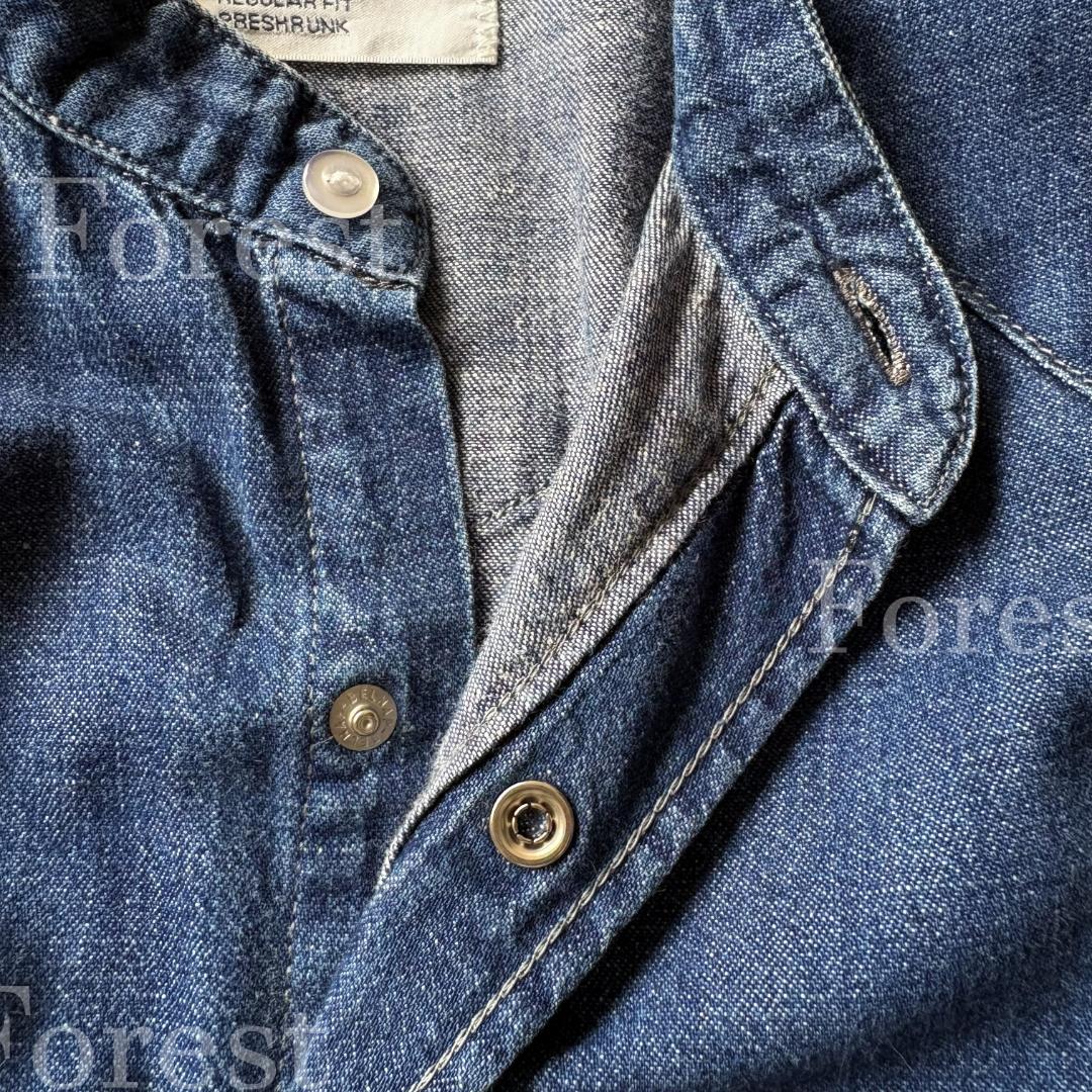 Wrangler ノーカラーデニムシャツワンピース　sizeFREE　SHIPS