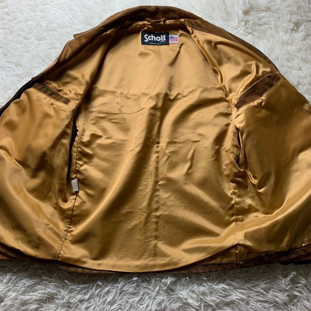 【雰囲気抜群】schott レザージャケット スウェード キャメル 42