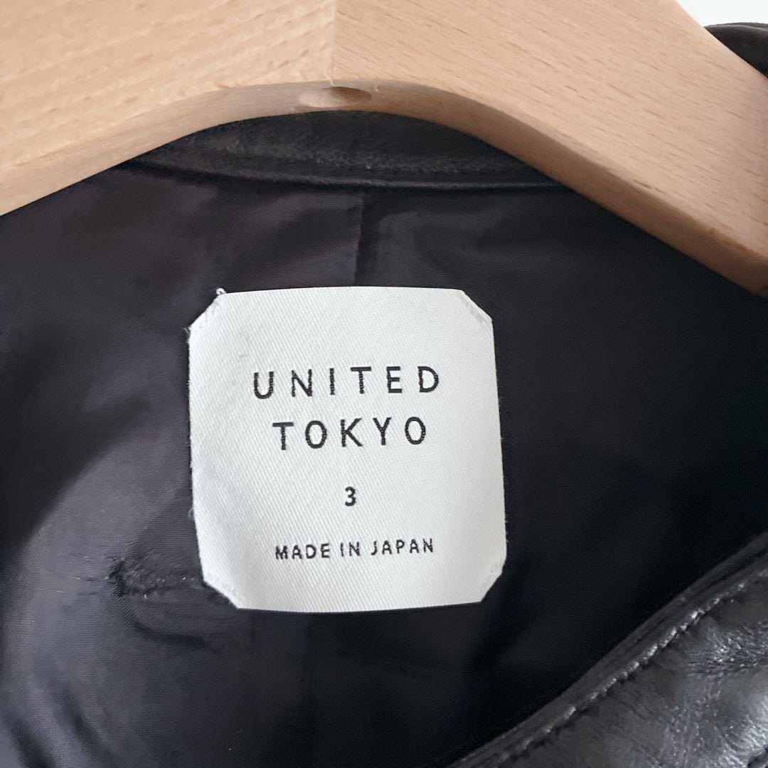 美品 ユナイテッドトウキョウ シングル ライダース ラムレザー L ブラック