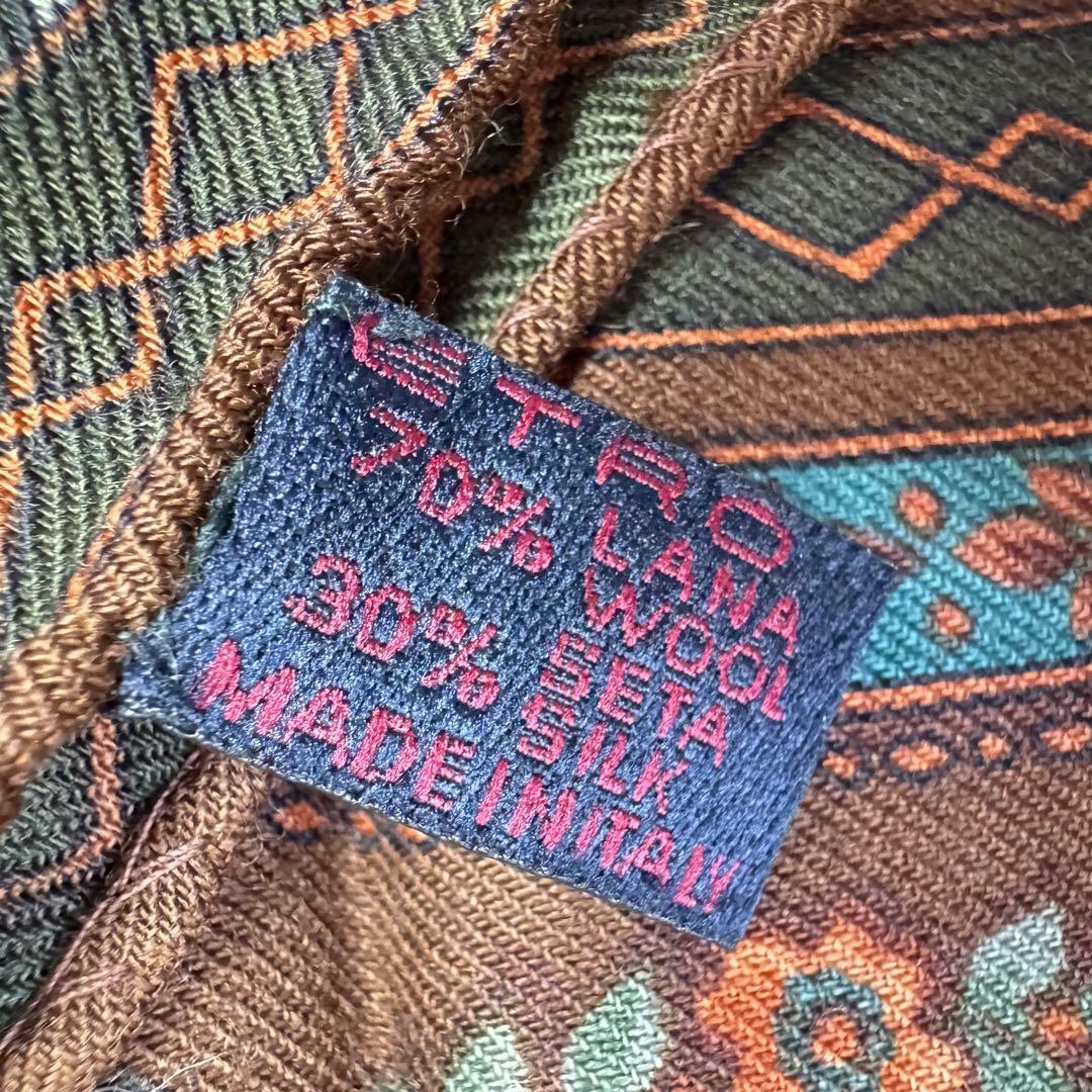【美品】ETRO スカーフ　ペイズリー柄　ブラウン　花柄　ウール　シルク
