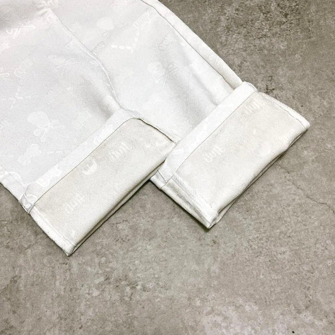 MARK&LONA スカル 総柄 刺繡 シルバーパッチ ゴルフ 白 46