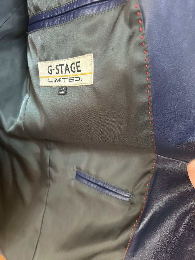 G-STAGE レザージャケット青 2ボタン羊革