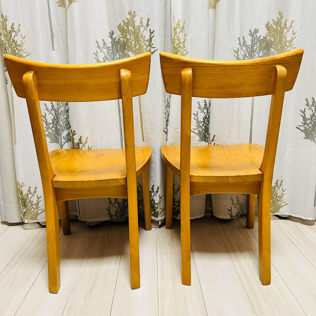【天然木】木製ダイニングチェア 2脚セット
