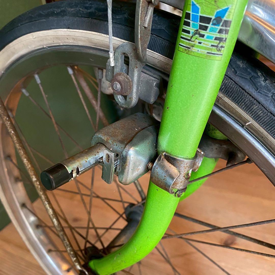 自転車 昭和レトロ 当時物 ママチャリ 緑 グリーン インテリア レトロポップ