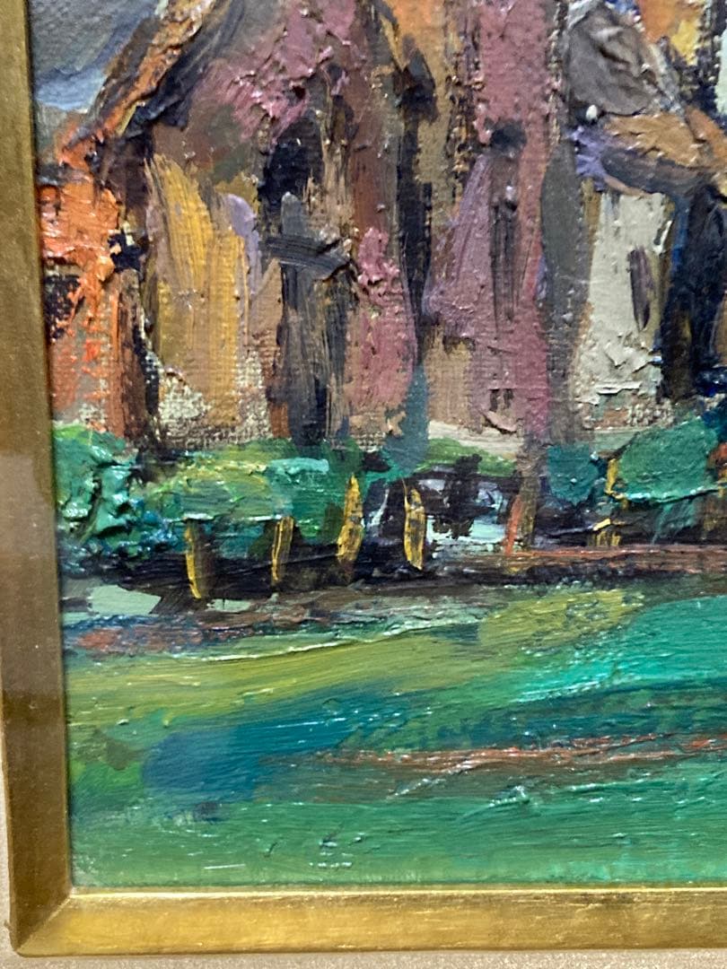 油彩　油絵　肉筆サイン有　風景画　佐藤勝昭
