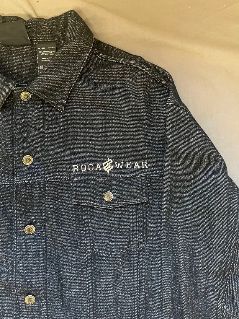 ROCAWEAR デニムジャケット 刺繍ロゴ ロカウェア 黒系 XXL b系