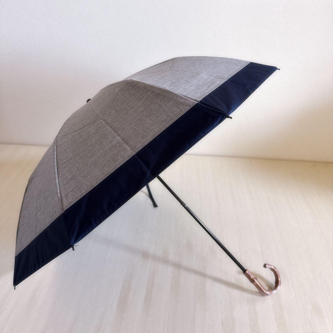 【新品・未使用】芦屋ロサブロン　日傘（晴雨兼用）　曲がり手元　グレー×ネイビー