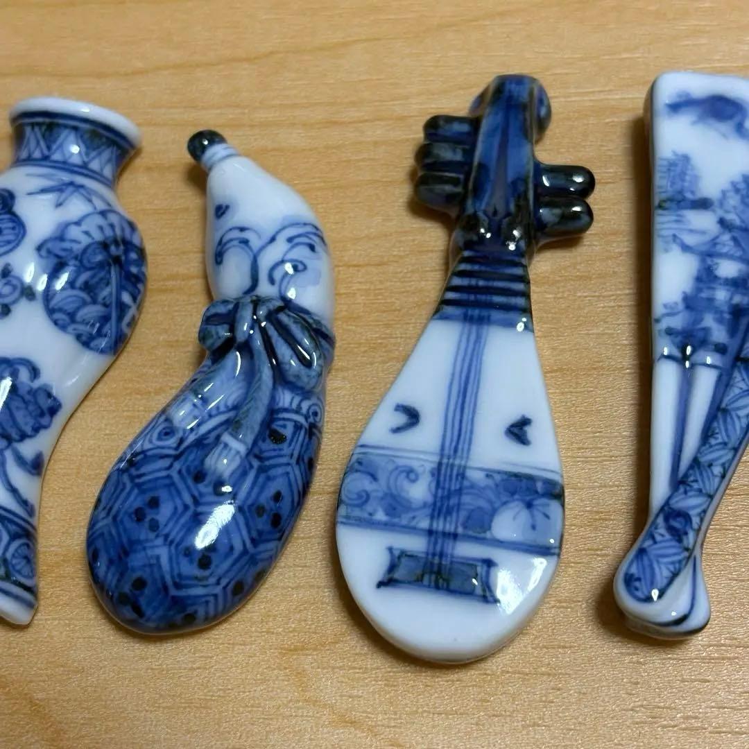 希少✨未使用保管✨九谷焼 長左窯 絵変わり 箸置き 5個揃✨皇室御用達 山本長左