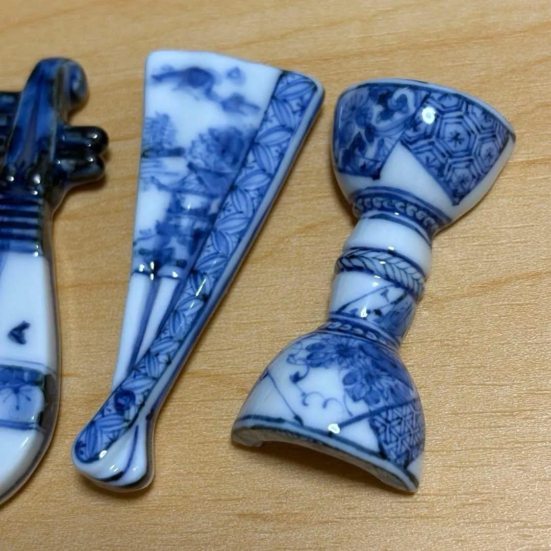 希少✨未使用保管✨九谷焼 長左窯 絵変わり 箸置き 5個揃✨皇室御用達 山本長左